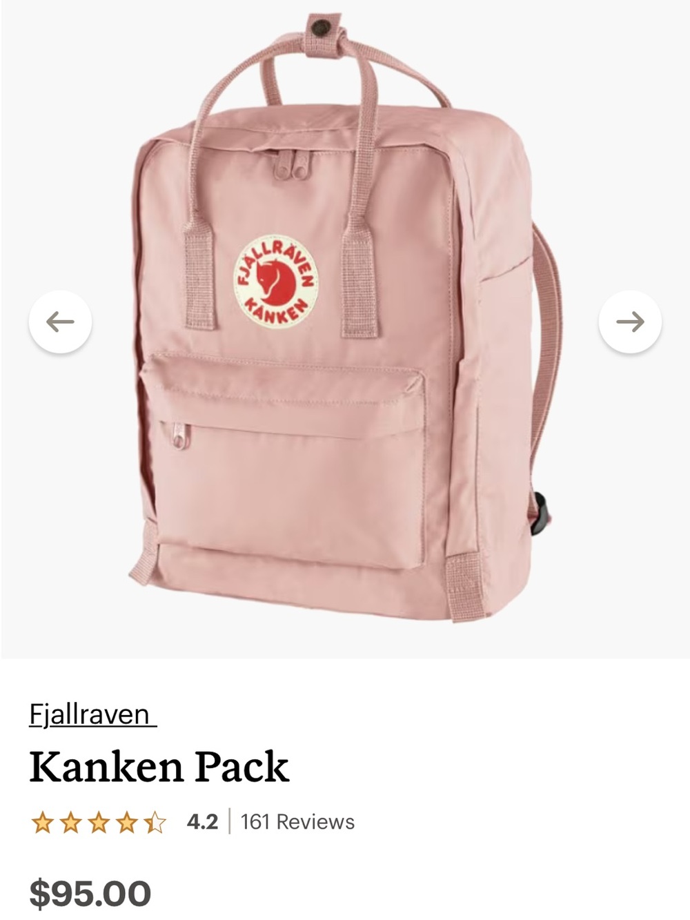Fjallraven Kanken Backpack in Dusty Pink